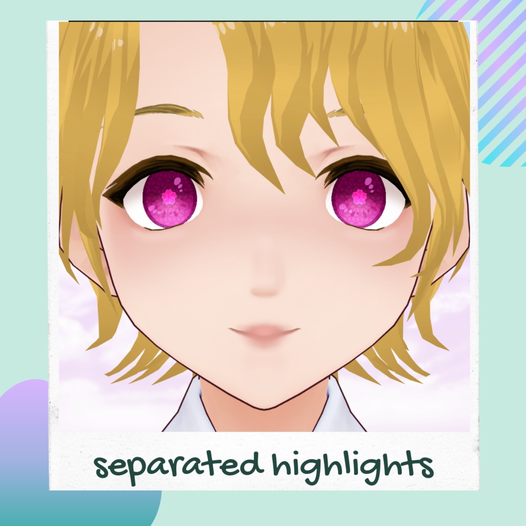 Free | Sakura Eye Texture 10 colors set + highlights / Texture d'yeux pour VRoid set de 10 couleurs + highlights / 桜 瞳テクスチャセット(全10種)