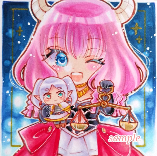 手描きイラスト＊原画＊断頭台のアウラ＊豆色紙