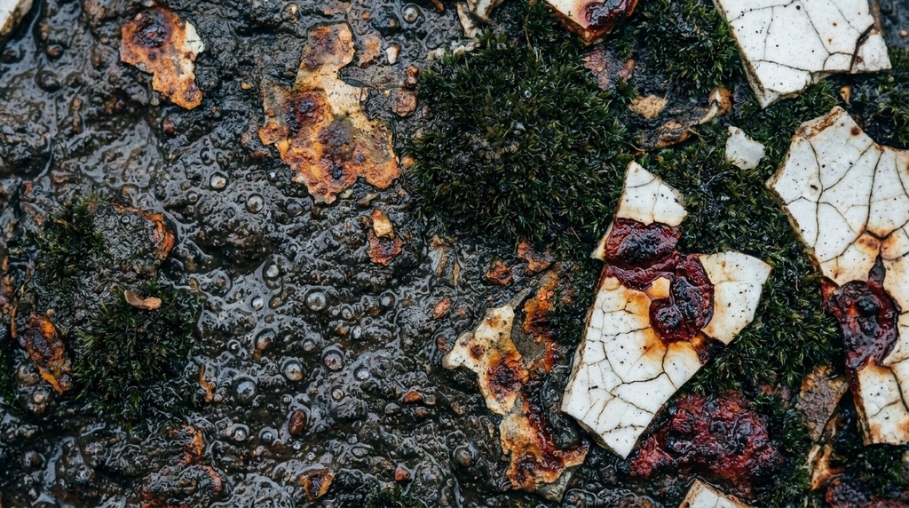 【富士宮の退廃美】アスファルトに埋没した真鍮ファスナー務歯のフルフレームテクスチャ素材