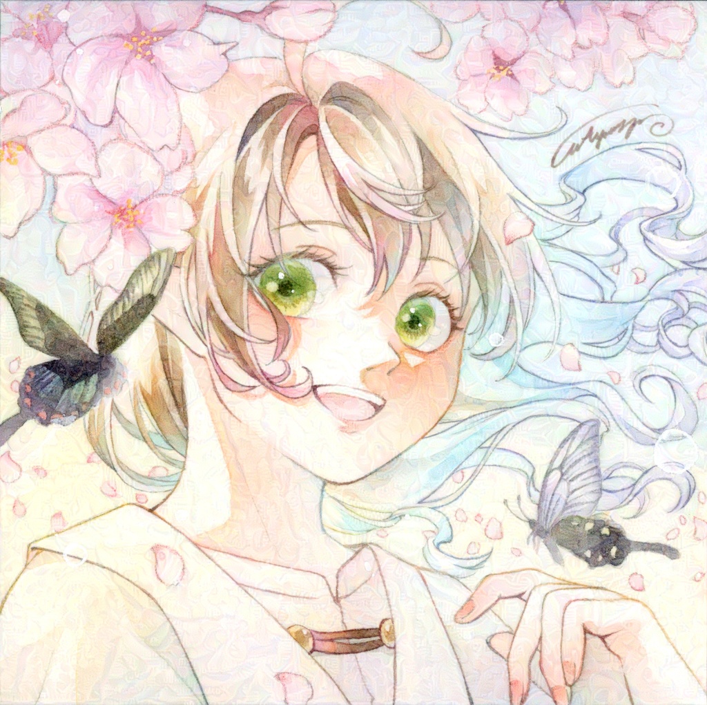 ミニ原画「花」「鳥」「風」「月」