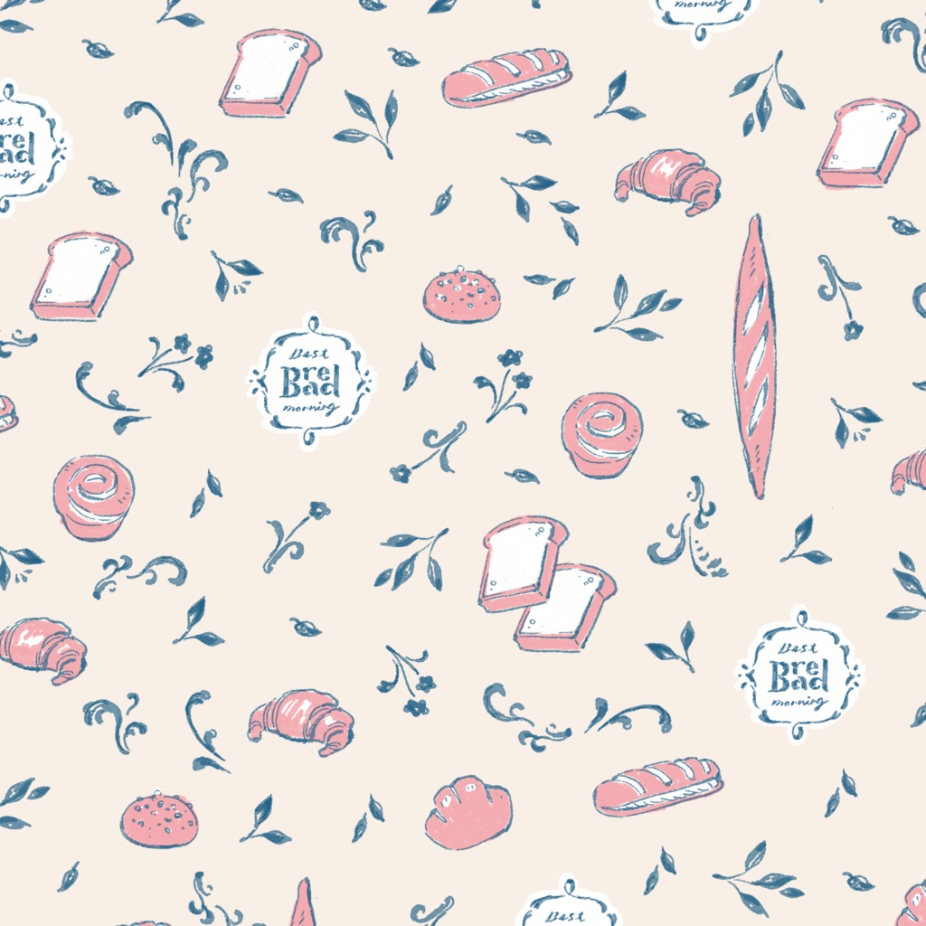 春のパン柄 〜ピンク〜