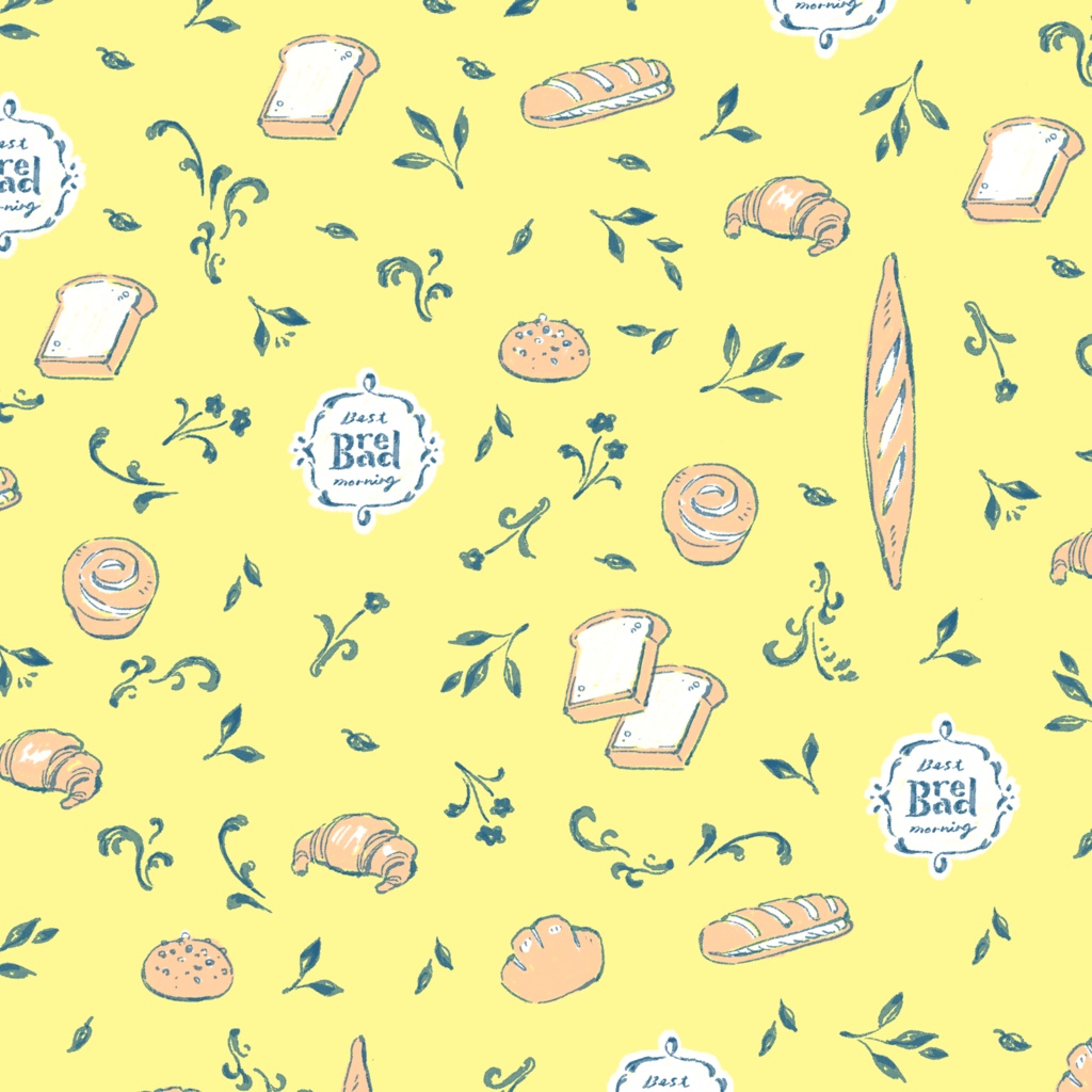 春のパン柄 〜黄〜