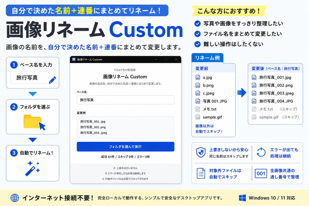 ぐちゃぐちゃ整理部:画像リネーム Custom