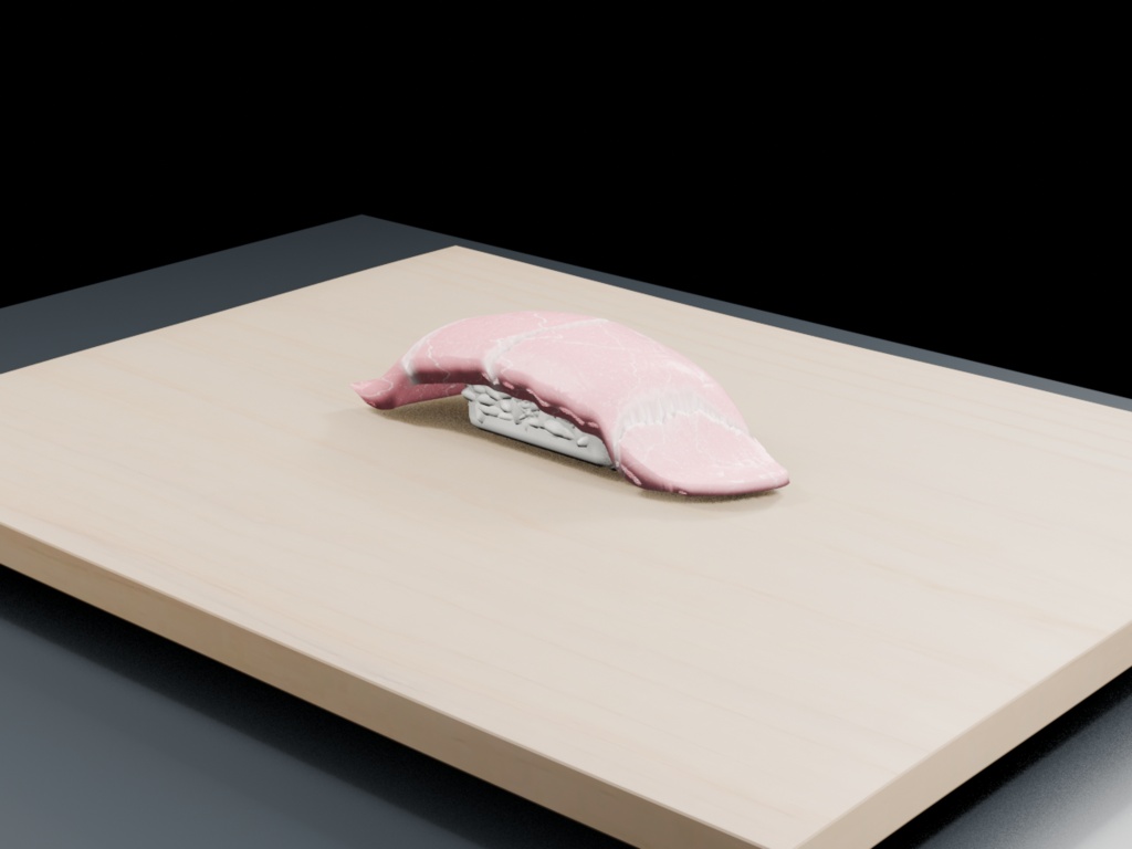 【PC/Quest対応・VRChat想定】プレミアム大トロ寿司+寿司下駄 3D小道具