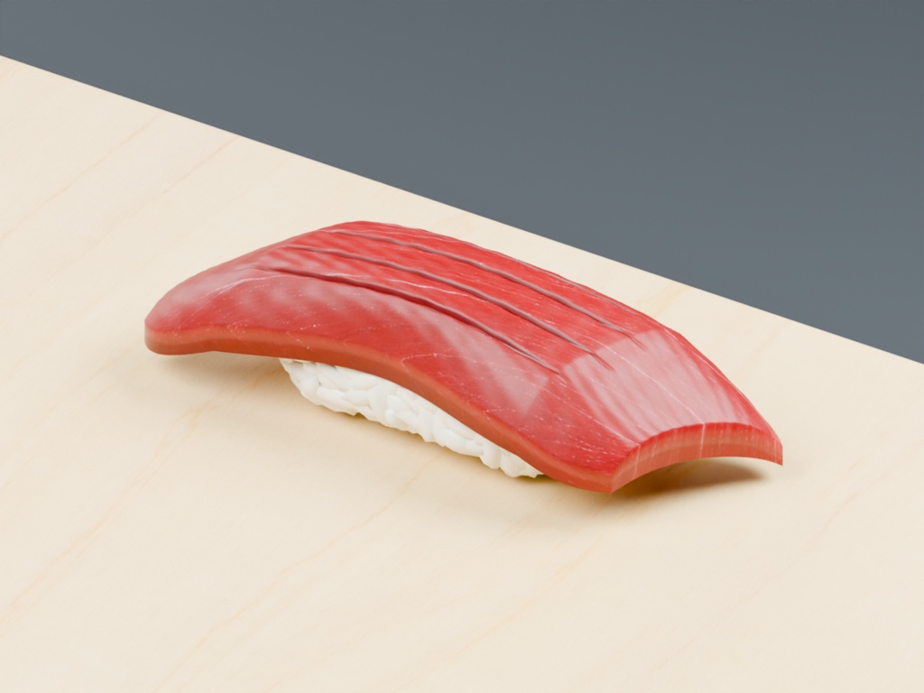 【Blender / GLB】握り寿司6貫セット+ガリ・寿司下駄|高精細3Dモデル