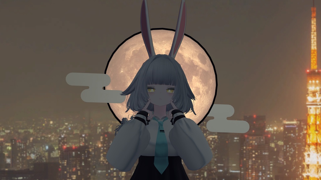 【アクセサリ】お月見ヘイロー(天使の輪) Full Moon Halo【VRChat想定・PhysBone対応】