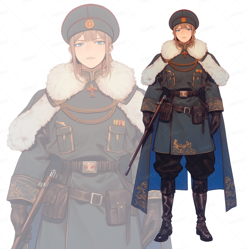 【背景透過_立ち絵】軍官C【ミリタリー】