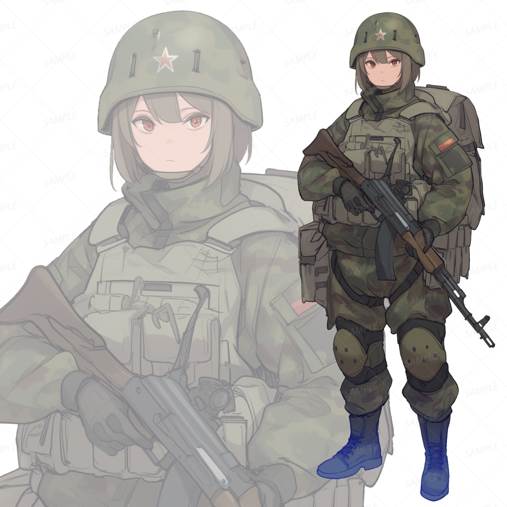 【背景透過_立ち絵】軍人L【ミリタリー】