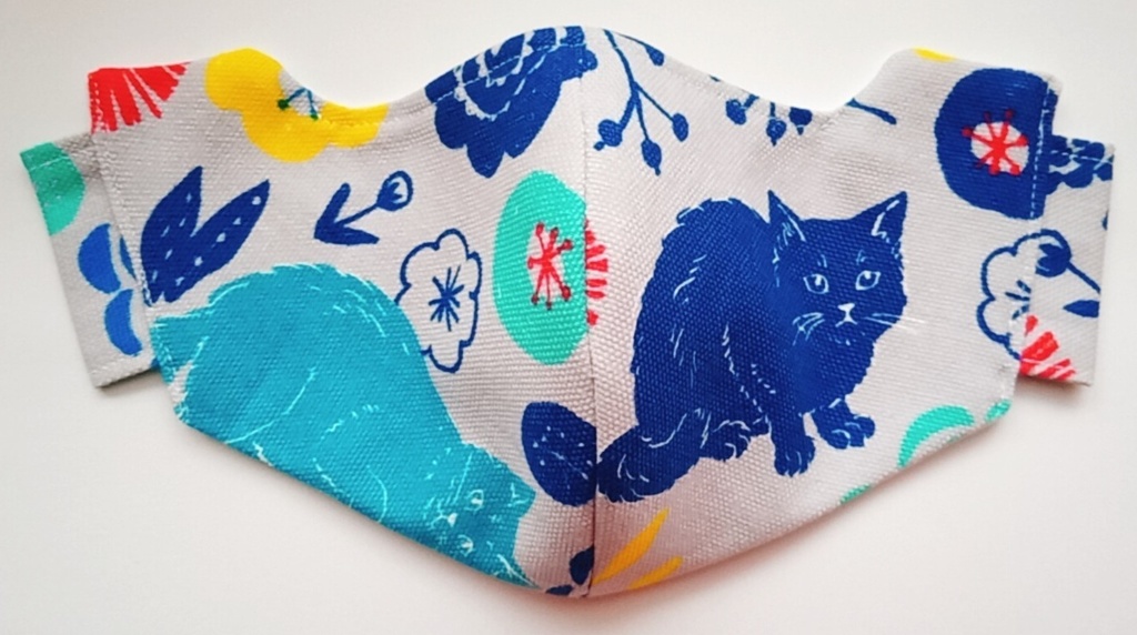 【ハンドメイド】立体マスク+インナーマスク  (猫柄①・布マスク)