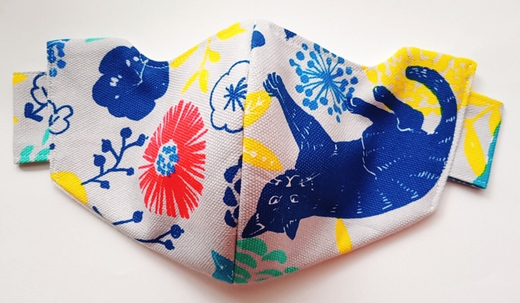 【ハンドメイド】立体マスク+インナーマスク (猫柄③・ワイヤー入り布マスク)