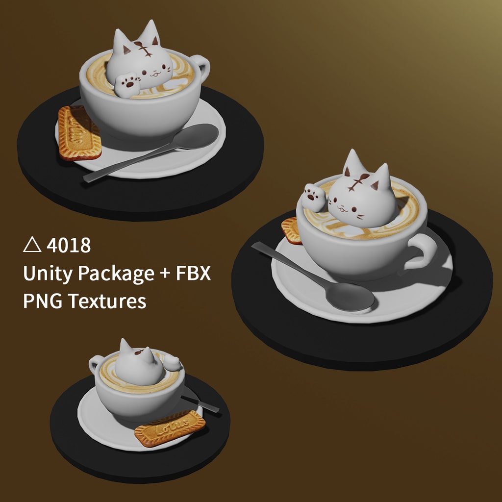 CupCat Latte【無料】【VRChat向け3Dモデル】