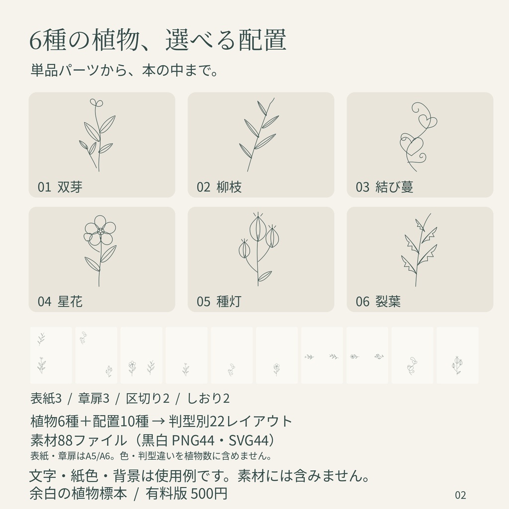余白の植物標本|表紙・章扉・しおりをそろえる植物装飾