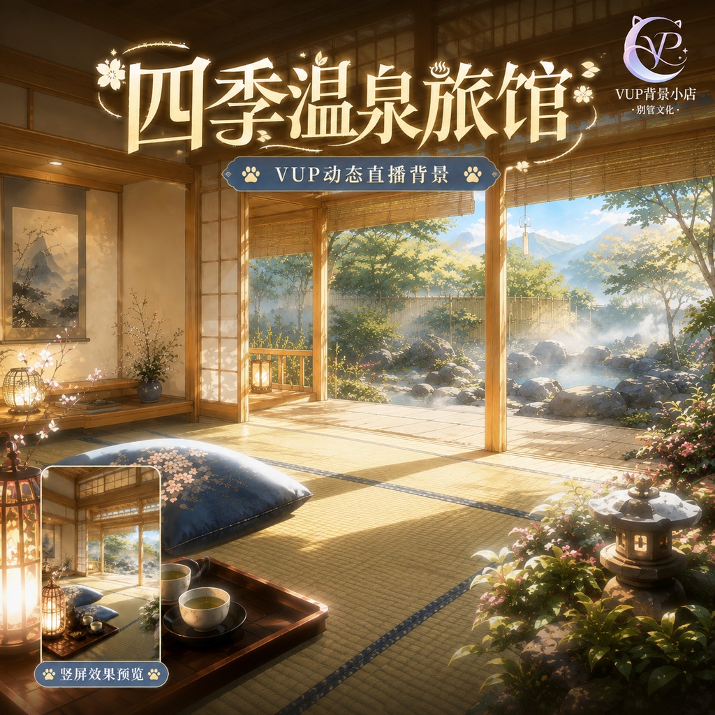 【動く背景】♡ 四季の温泉旅館 ♡ 春夏秋冬をめぐる癒しの時間|VTuber向け配信背景素材