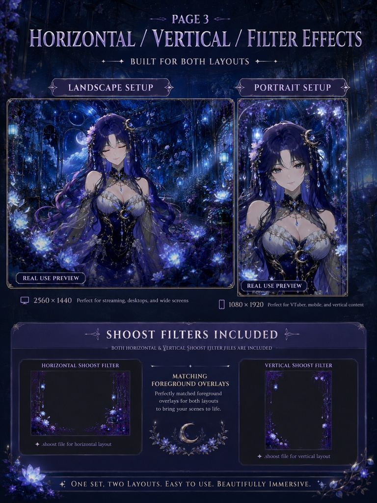 【動く背景】♡ 夢と星海の月灯り温室 ♡ 月明かりの星海に浮かぶガラス温室|VTuber向け配信背景素材