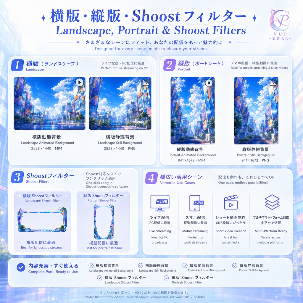 【動く背景】♡ 晴れの街並み ♡ 明るいストリート風景で配信を彩ろう|VTuber配信背景素材