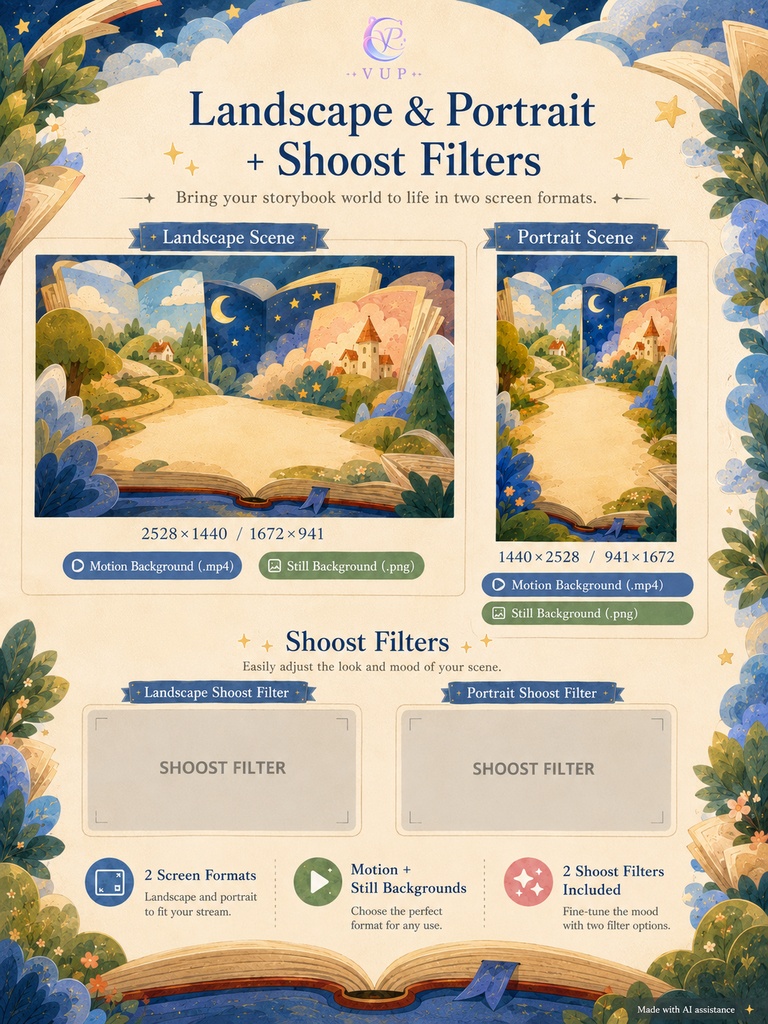 【動く背景】♡ 巨大絵本の世界 ♡ 紙の質感とイラストの線が織りなす温かい物語空間|VTuber配信背景素材