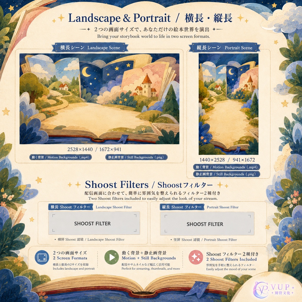 【動く背景】♡ 巨大絵本の世界 ♡ 紙の質感とイラストの線が織りなす温かい物語空間|VTuber配信背景素材