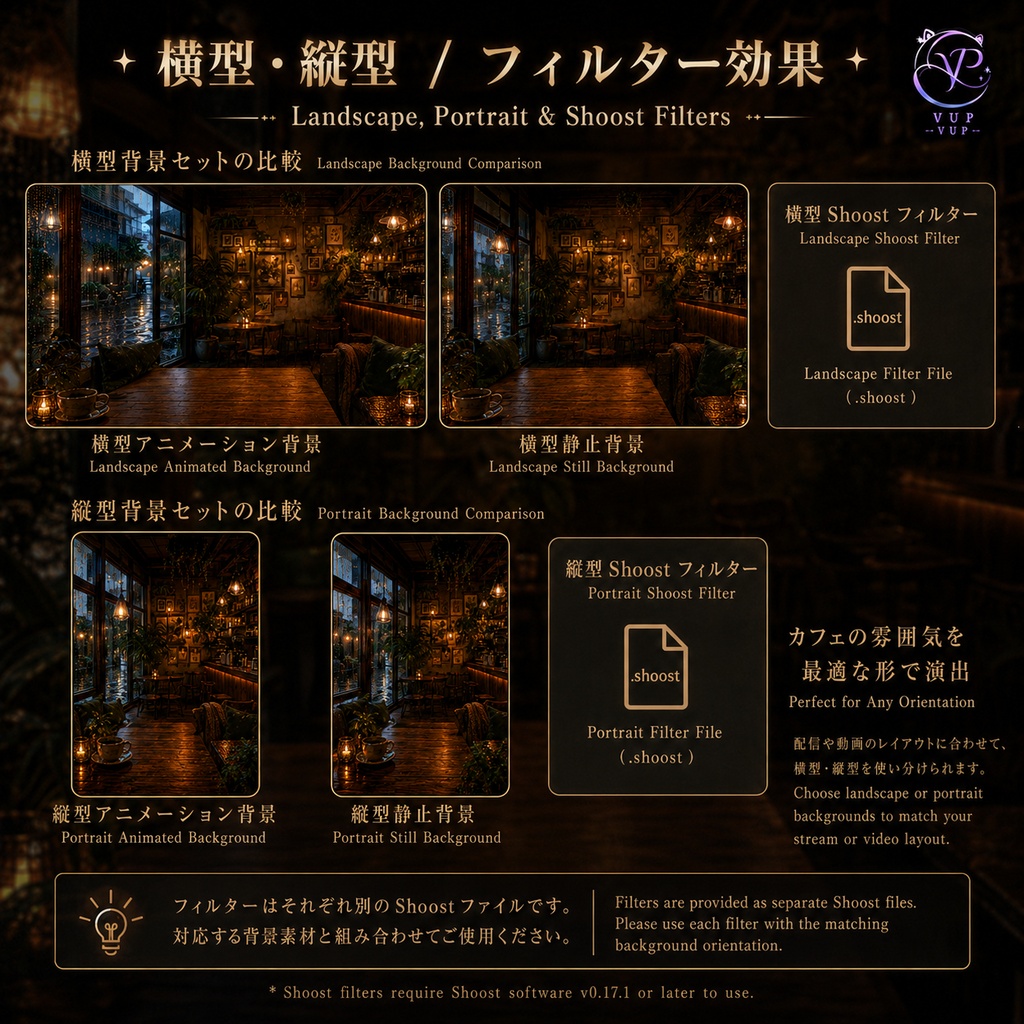 【動く背景】♡ 雨後路地裏カフェの内側 ♡ VTuber配信背景素材