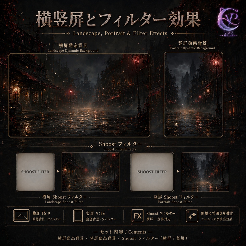 【動く背景】♡ 雨錆迷城 ♡ 雨夜の錆びた都市迷宮でVTuber配信の雰囲気を演出|ゴシック暗黒配信背景素材