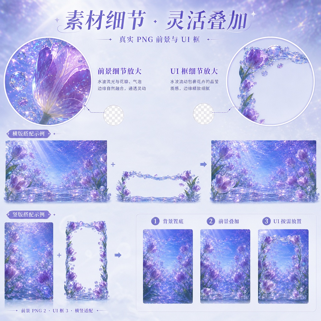 【動く背景】✧ 紫の浮遊光|VTuber・Vライバー配信背景 ✦ 横縦対応・前景・UI・Shoost 0.17
