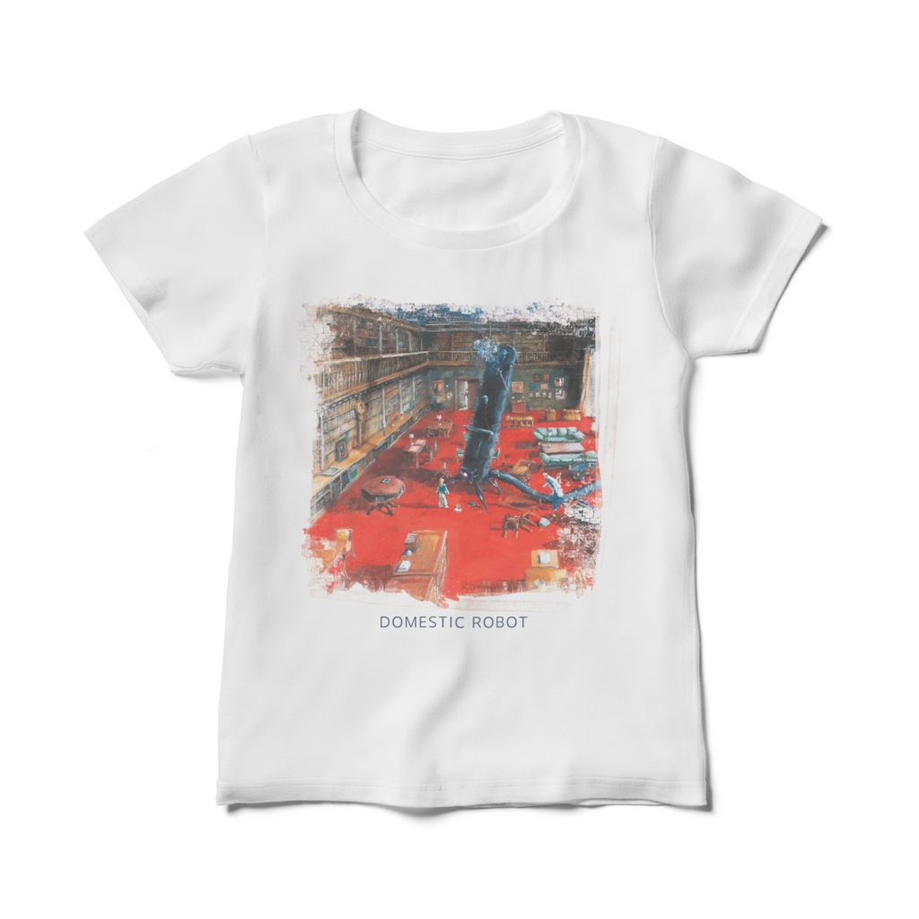 「シャンデリアの掃除」アートプリントTシャツ:レディースサイズ