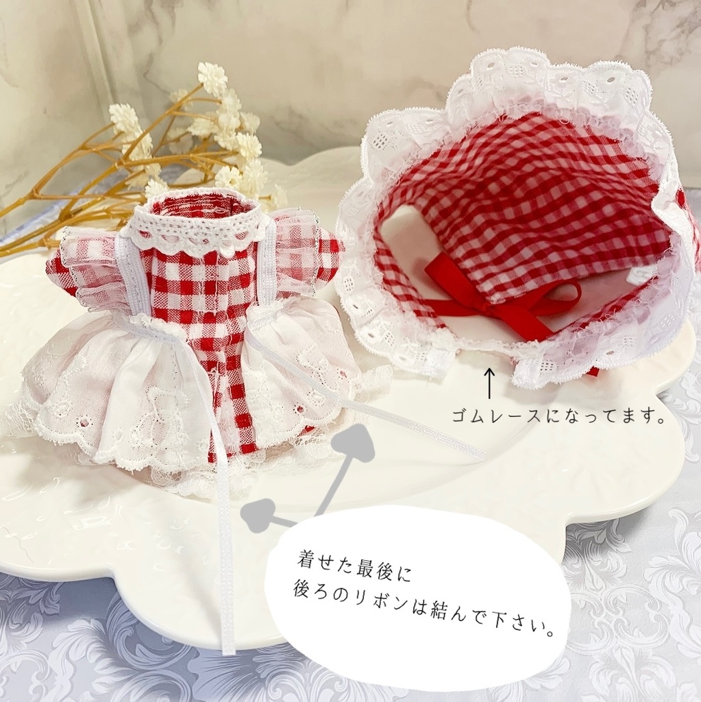 赤ずきんちゃんの赤チェックエプロンドレス