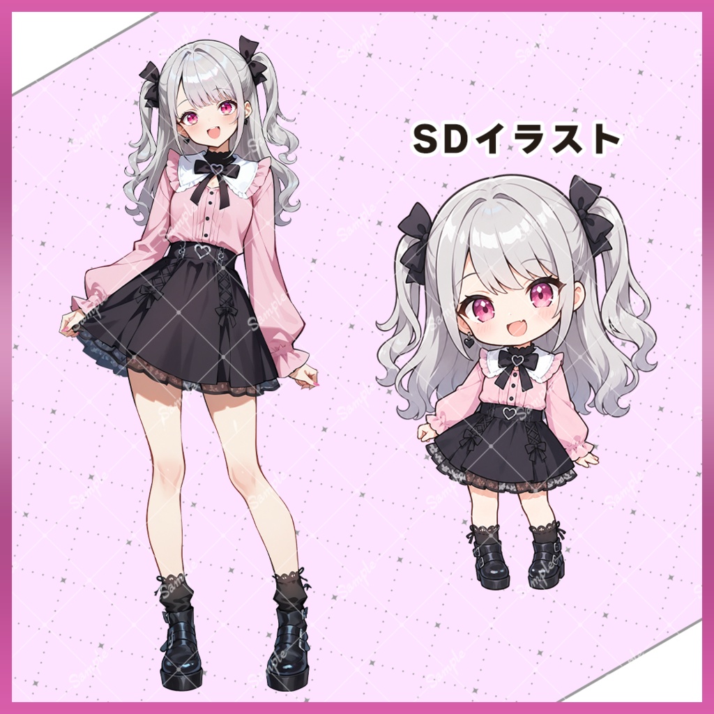 【立ち絵素材】女性_地雷系/表情差分+SDキャラ【01_無料あり】