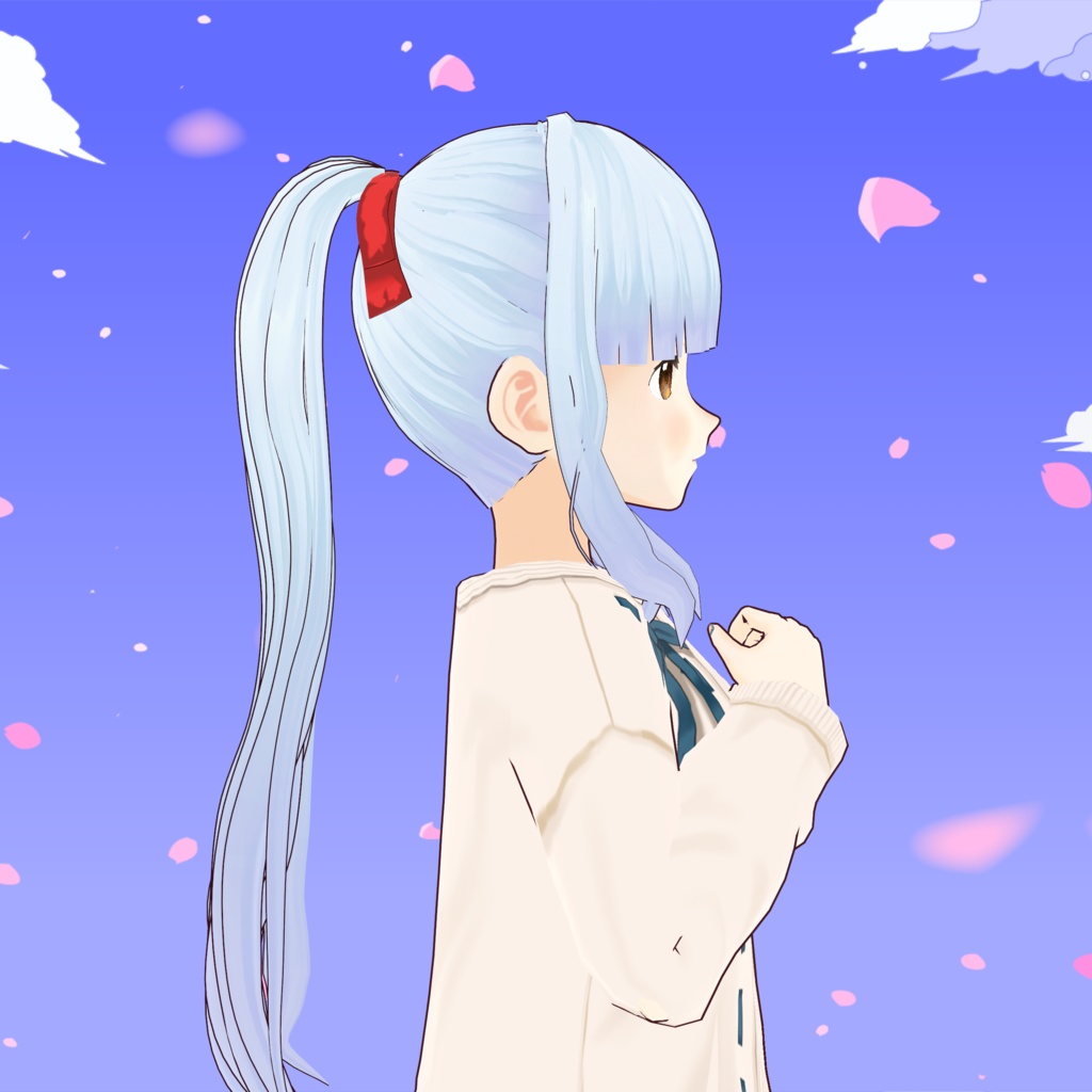 【VRoid】 Hifumi's Wavy High Ponytail & Blunt Bangs Hair Preset / ゆるふわポニーテール ぱっつん前髪