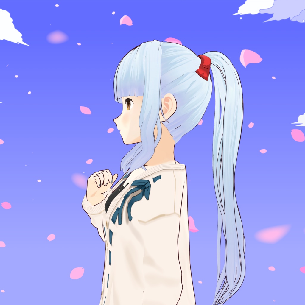 【VRoid】 Hifumi's Wavy High Ponytail & Blunt Bangs Hair Preset / ゆるふわポニーテール ぱっつん前髪