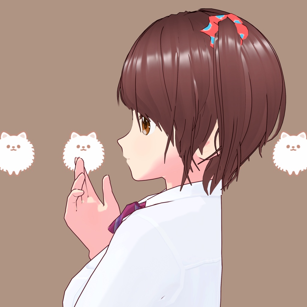 【VRoid】 「裕子」 元気なシュシュ付きサイドポニー / Energetic Side Ponytail with Scrunchie Hiroko's Hair Preset