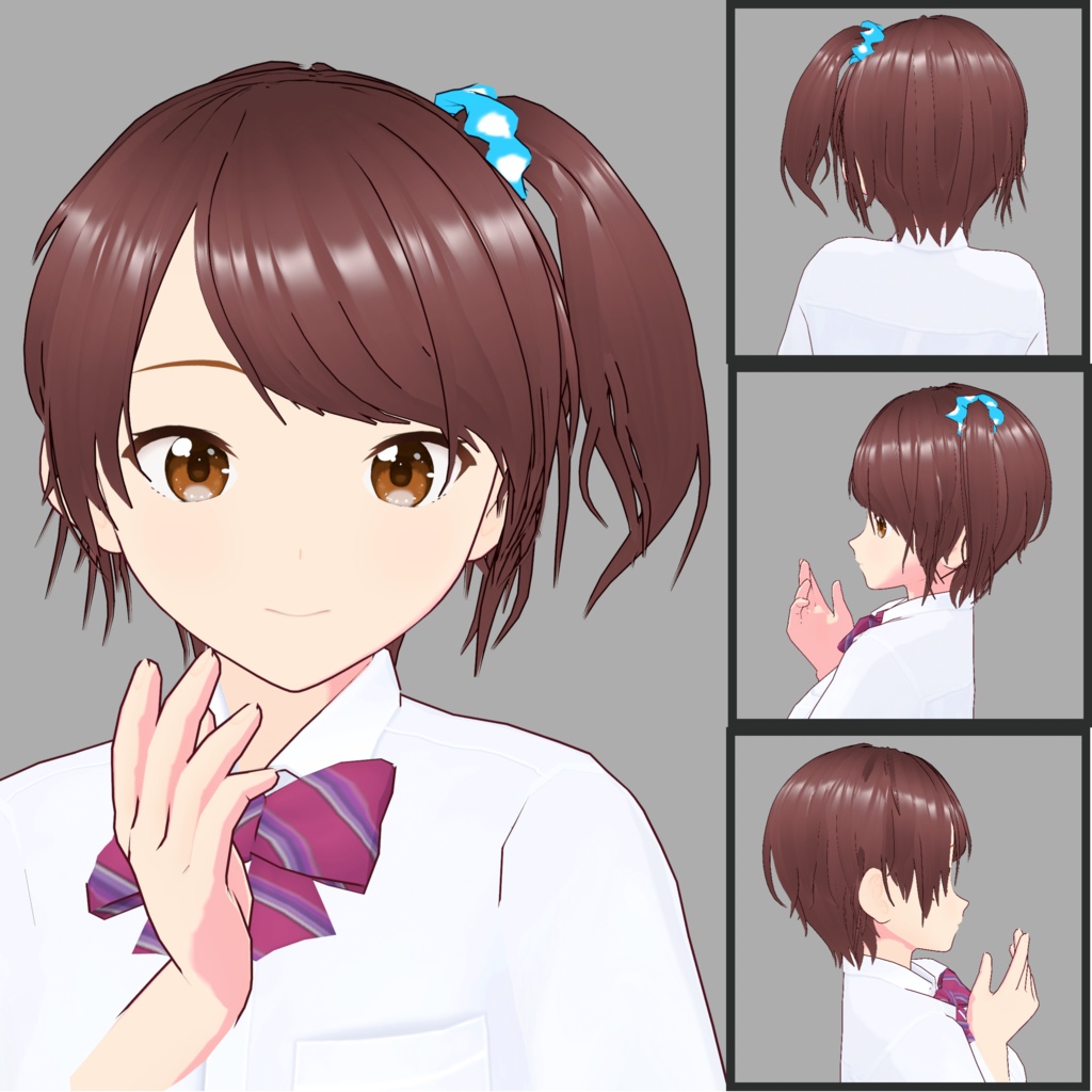 【VRoid】 「裕子」 元気なシュシュ付きサイドポニー / Energetic Side Ponytail with Scrunchie Hiroko's Hair Preset