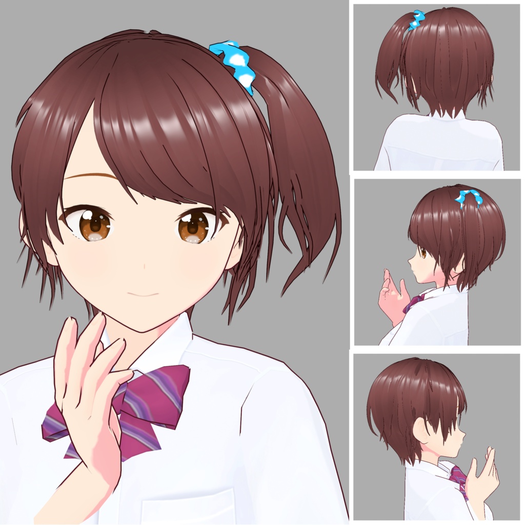 【VRoid】 「裕子」 元気なシュシュ付きサイドポニー / Energetic Side Ponytail with Scrunchie Hiroko's Hair Preset