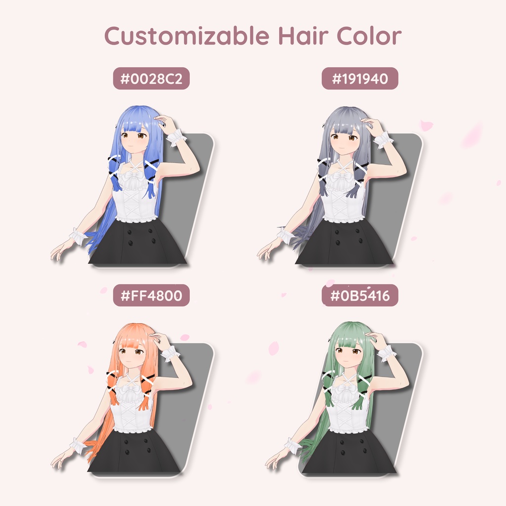 【VRoid】 Wavy Long with Ribbon Women's Hair Preset Vol. 5
