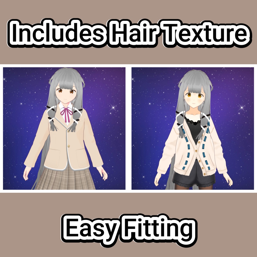 【VRoid】 「心音」 ラップリボン&ウェービーロング / Wrapped Ribbon & Wavy Long Hair Cocone's Hair Preset