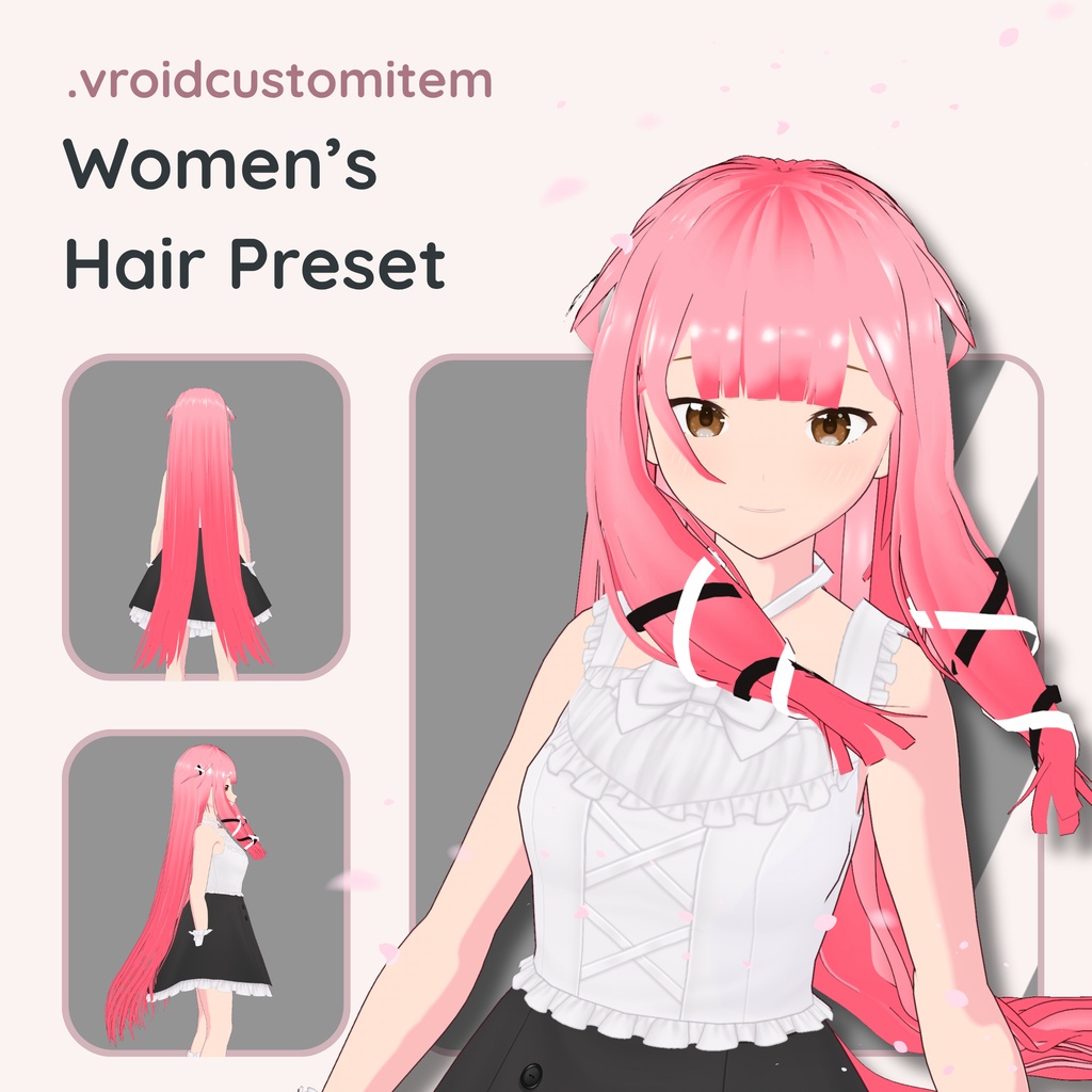 【VRoid】 Wavy Long with Ribbon Women's Hair Preset Vol. 5