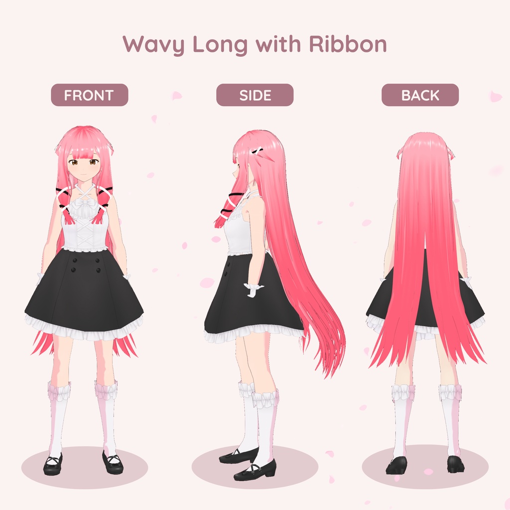 【VRoid】 Wavy Long with Ribbon Women's Hair Preset Vol. 5