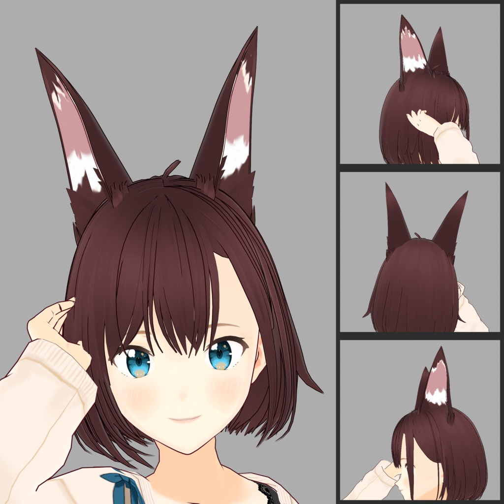 【VRoid】 スタイリッシュなケモ耳セット / Stylish Fox & Wolf Kemomimi Ears (Extra Part)