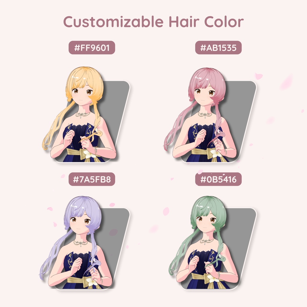 【VRoid】 Twintails with Braided Back Women's Hair Preset Vol. 6