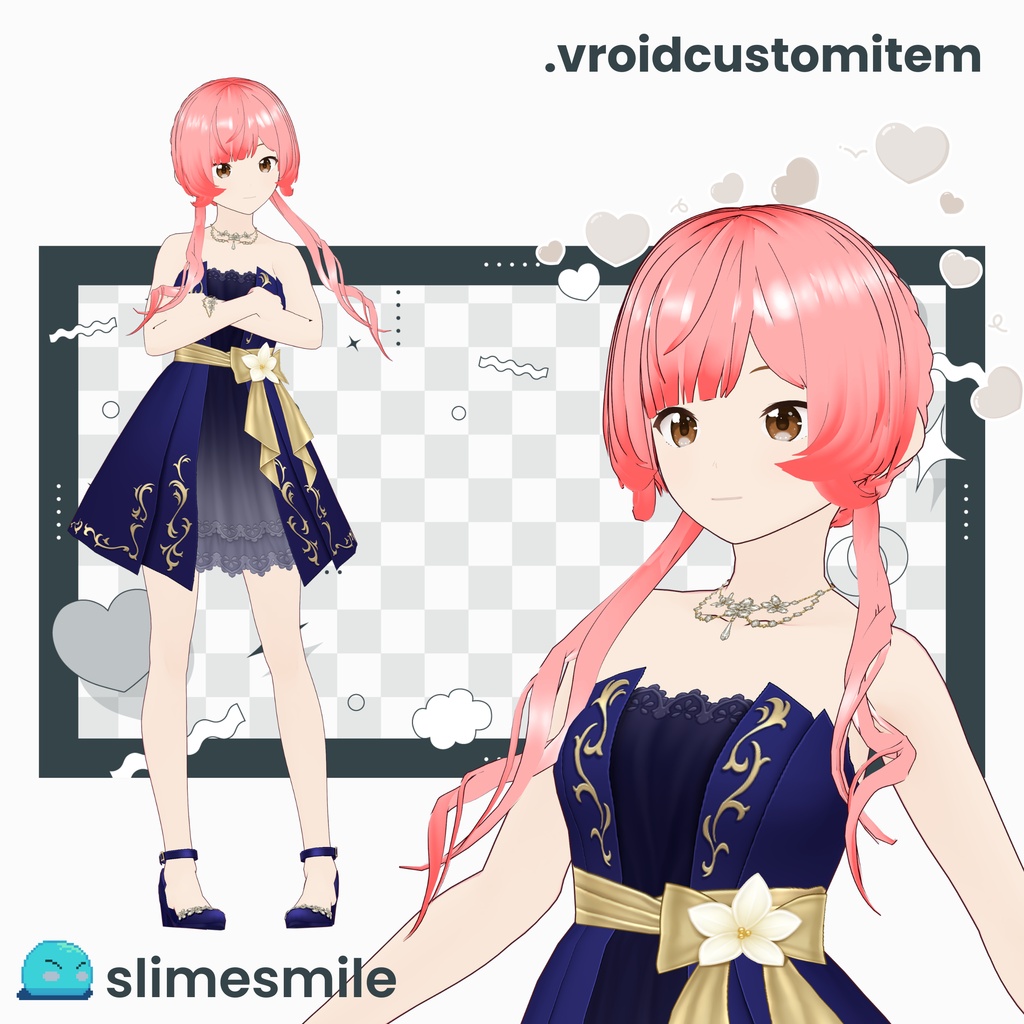 【VRoid】編み込みバックのゆるふわツインテール / Loose & Fluffy Twintails with Braided Back Hair Preset