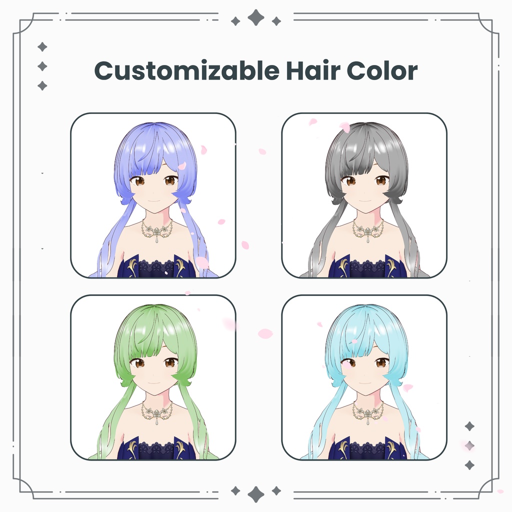 【VRoid】編み込みバックのゆるふわツインテール / Loose & Fluffy Twintails with Braided Back Hair Preset