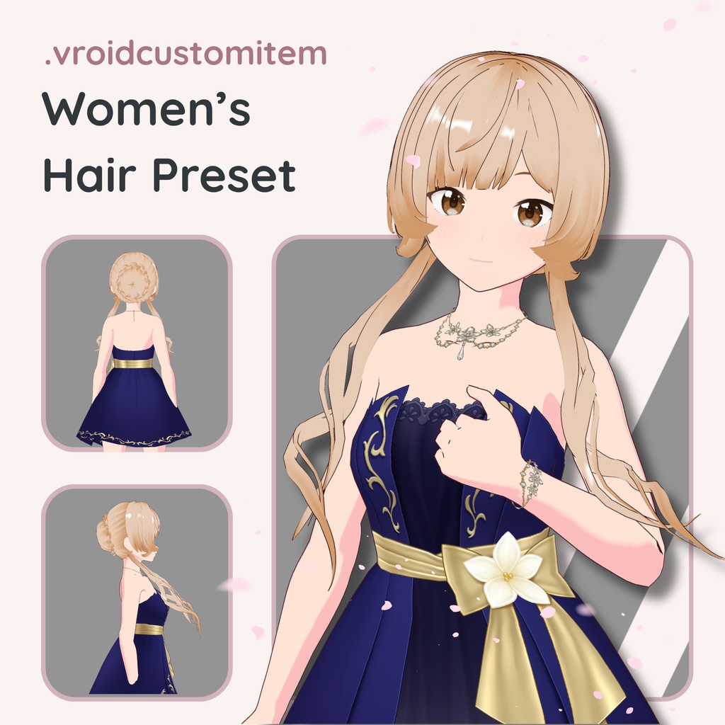 【VRoid】 Twintails with Braided Back Women's Hair Preset Vol. 6