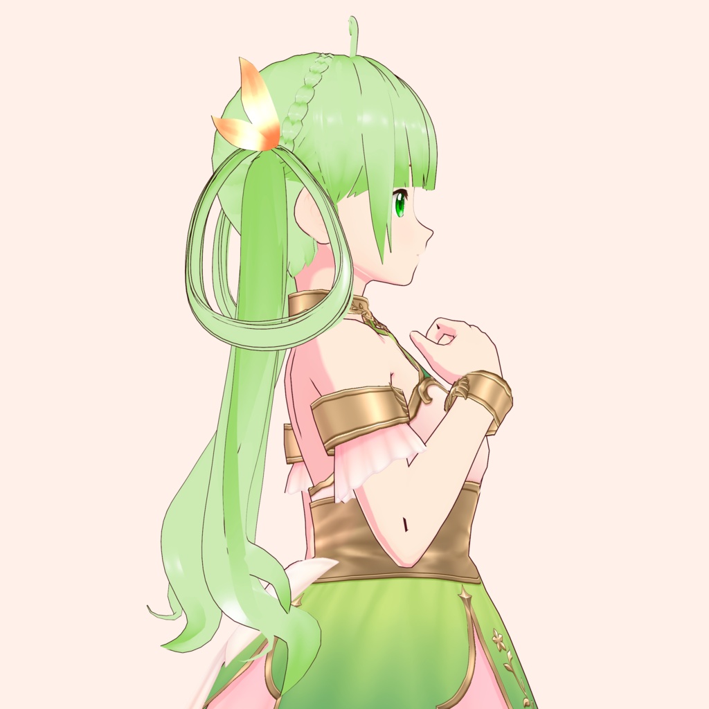 【VRoid】「サクナ」 輪っか風ゆるふわツインテール&三つ編み / Wavy Ring Twin Tails & Braids Sakuna's Hair Preset