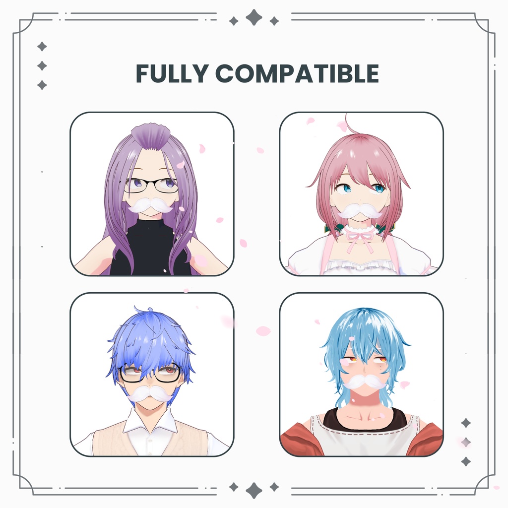 【VRoid】Free Mustache / 無料のひげ (揺れものあり/色変え簡単)