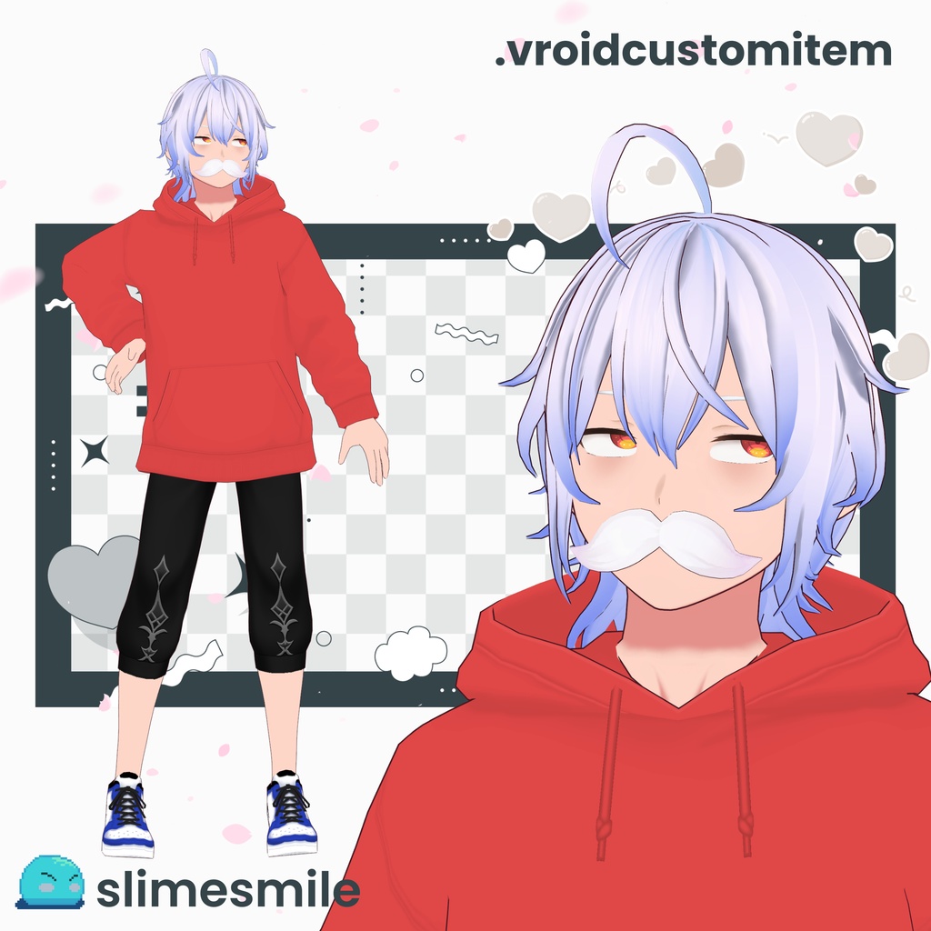 【VRoid】Free Mustache / 無料のひげ (揺れものあり/色変え簡単)