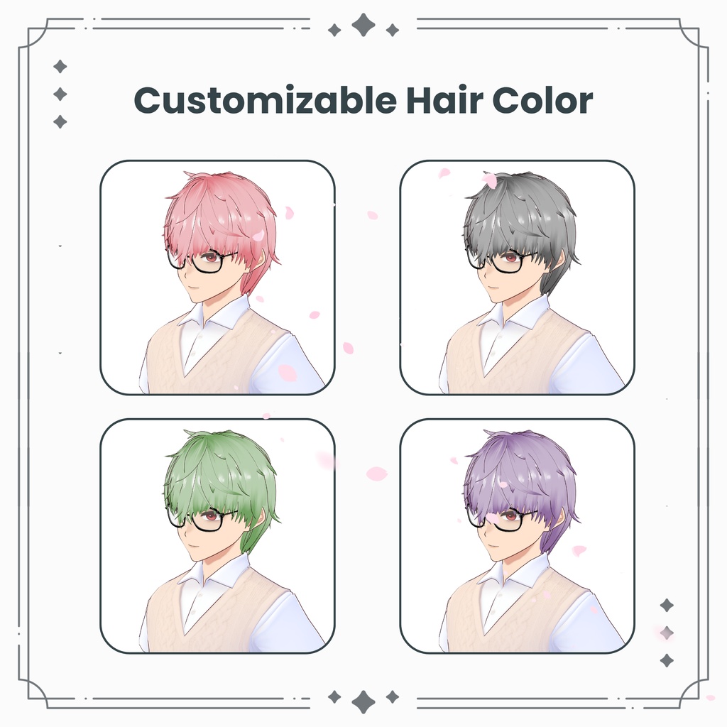 【VRoid】男性用無造作レイヤーショート ヘアプリセット / Messy Layered Short Men's Hair Preset