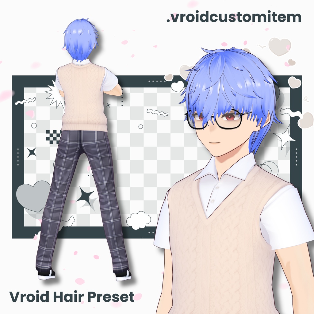 【VRoid】男性用無造作レイヤーショート ヘアプリセット / Messy Layered Short Men's Hair Preset