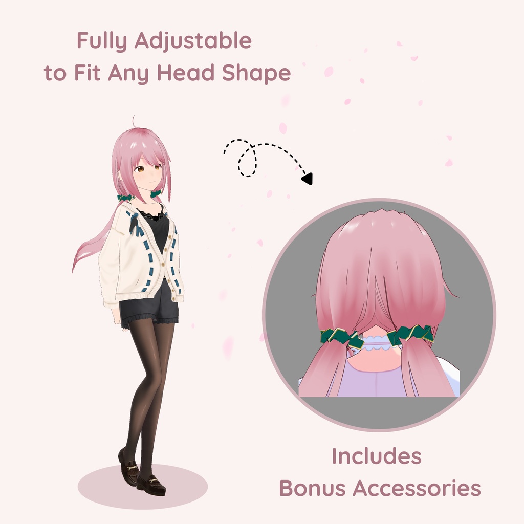 【VRoid】 Twintails with Scrunchies Women's Hair Preset Vol. 8