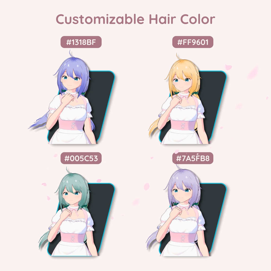 【VRoid】 Twintails with Scrunchies Women's Hair Preset Vol. 8