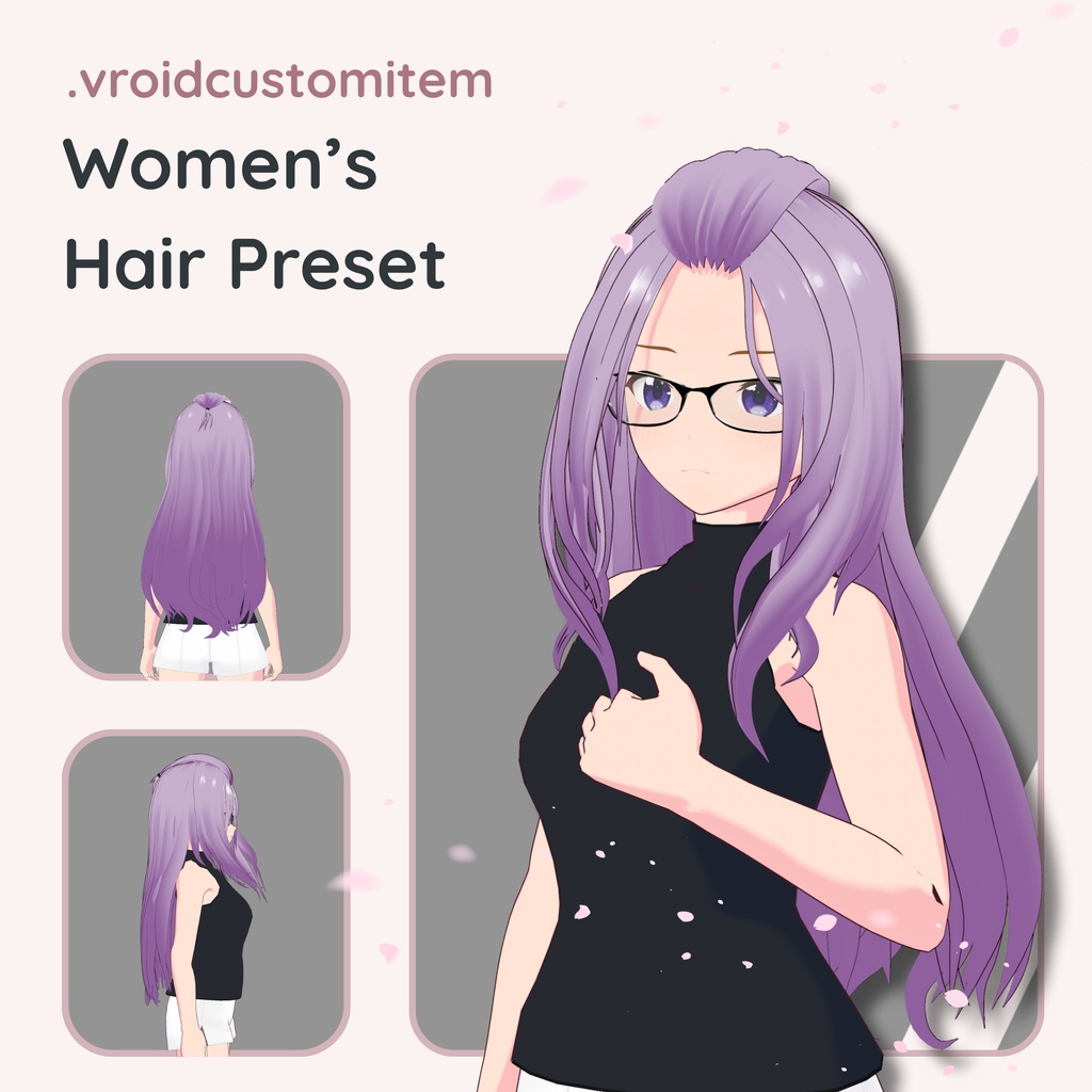 【VRoid】 Swept-Back Long Wavy Women's Hair Preset Vol. 9