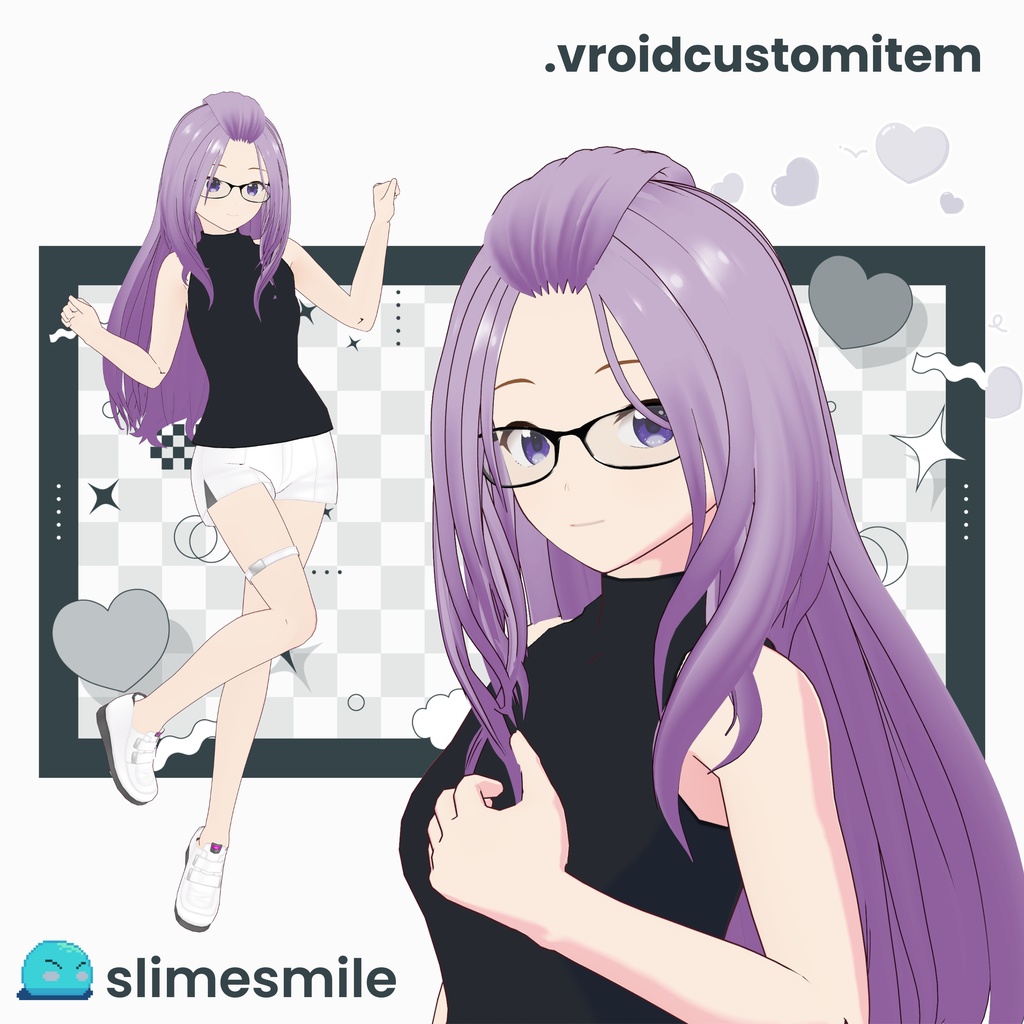 【VRoid】デコ出しウェーブロング（お姉さん感） +特典アクセ / Swept-Back Wavy Long Hair (Onee-san Vibe) +Bonus Accessories